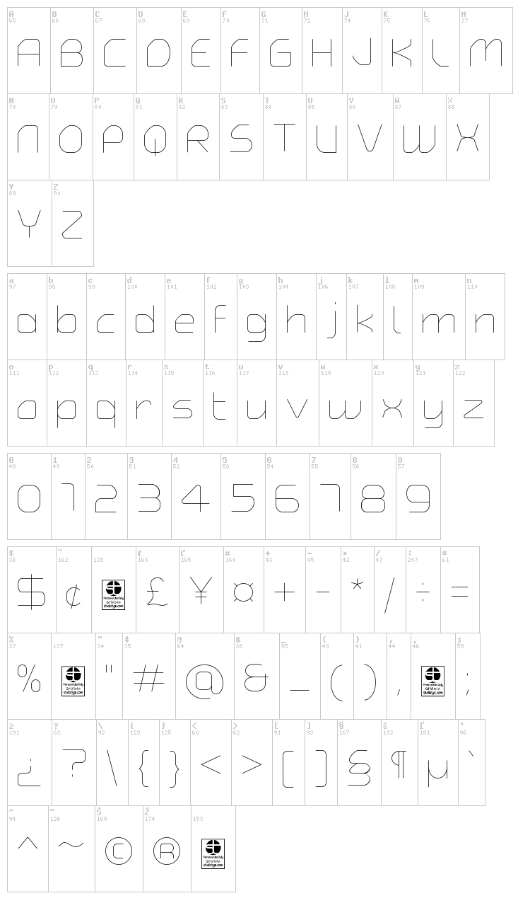 Typo Angular Rounded font map